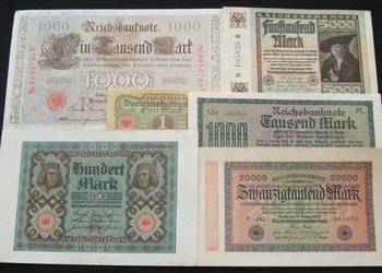 NIEMCY STARE Kolekcjonerskie Banknoty Zestaw - 6 szt UNC-