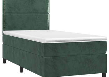 Łóżko kontynentalne z materacem i LED zielony aksamit 100x200cm WM-3136050