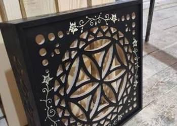 Lampa góralska że wzorem rozety  60/60 malowane