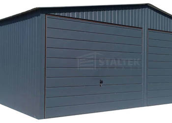 Garaż blaszany 6x5,8 2x Brama uchylna Antracyt Dach dwuspadowy ST116