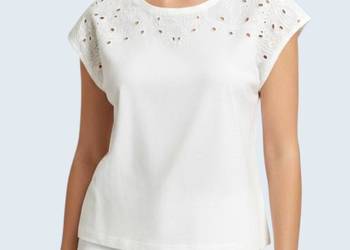 Damska bluzka biała bawełniana z krótkim rękawem 38/M