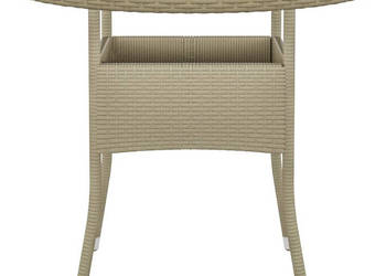 Stolik ogrodowy Ø80x75 cm szkło hartowane i rattan PE beżowy WM-310607
