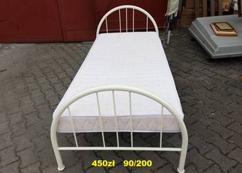 ŁADNE BIAŁE ŁÓŻKA METALOWE 90cm Z MATERACEM