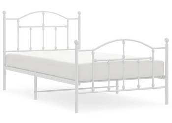 Łóżko Metalowe Białe Rama Łóżka Ze Stelażem Biała 100x190 cm WM-353500