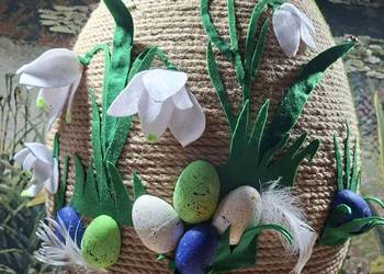 Jajo 52 cm, Wielkanoc przebiśniegi, krokusy, zajączki i pisanki