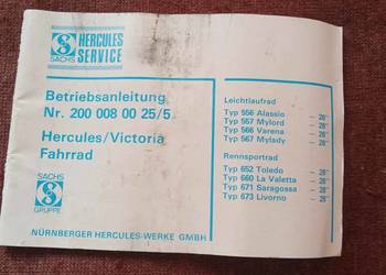 Instrukcja obsługi rowerów hercules / victoria / sachs