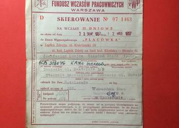 ( 1669 ) Skierowanie Na Wczasy, Józefowicz ( 1669 ) Skierowanie Na Wczasy, Józefowicz