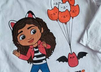 Bluzka koszulka dziewczęca na długi rękaw biała Domek Koci Gabi 116