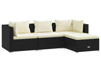 4-cz. zestaw wypoczynkowy do ogrodu poduszki rattan PE czarny WM-3101639