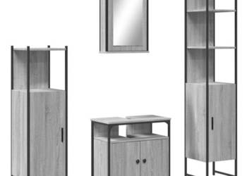 4-częściowy zestaw mebli łazienkowych szary dąb sonoma WM-3214828