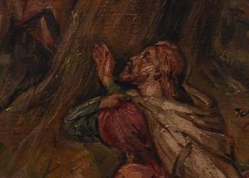 JERZY KOSSAK - Św. Hubert - Patron Myśliwych - Piękny Stary Obraz