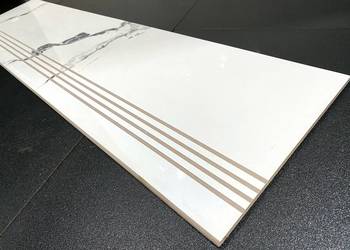 Płytki na schody BIAŁY MARMUR 100x30 WYSOKI POŁYSK
