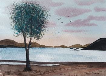Akwarela Akwarelka Obraz pt. W nieznane 24 x 18 cm