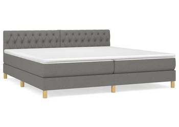 Łóżko kontynentalne z materacem ciemnoszara tkanina 200x200 cm WM-3140882