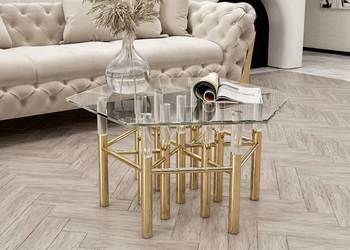 Stolik kawowy złoty/ ława Amaretto Premium 90x90x45