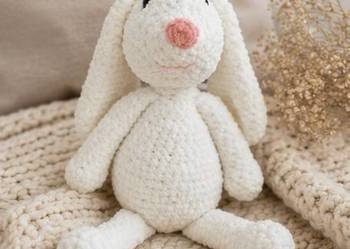 Biały królik handmade 50 cm – miękka maskotka Snugglei