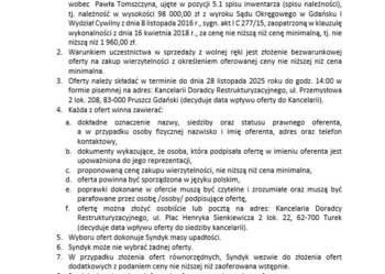 Syndyk sprzeda wierzytelności GD1G/GUp-s/30/2023