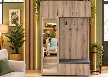 Garderoba Dębowa 150 cm z Lustrem /  Wyprzedaż  -50% / Producent Meble Pyka