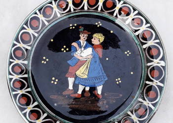 Talerz dekoracyjny etno szwajcarski sygnowany Heimberg