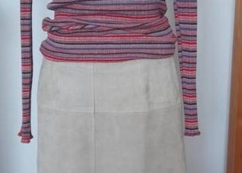 Zamszowa spódnica + bluzka Benetton rozm. 38