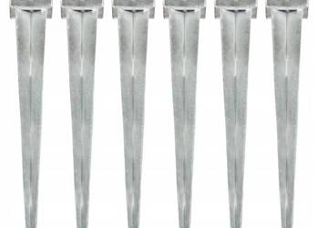 Solidne kotwy, kołki gruntowe, 6 szt., srebrne, 12x12x89 cm, stal