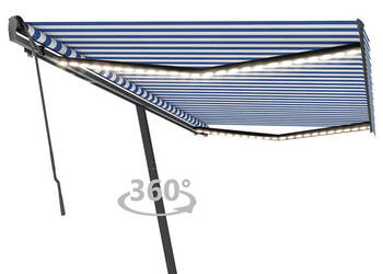 Ręcznie zwijana markiza z LED 500x350 cm niebiesko-biała WM-3069861