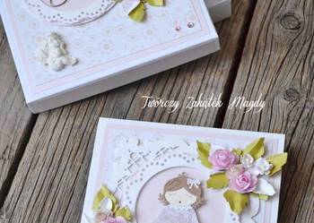 Kartka na Chrzest Święty w pudełku, różne wzory Kartka na Chrzest Święty w pudełku, różne wzory