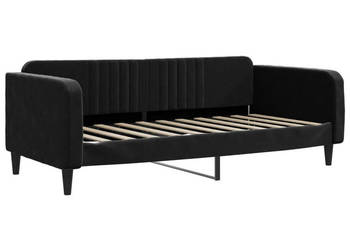 Sofa z funkcją spania czarna obita aksamitem 90x190 cm WM-354101