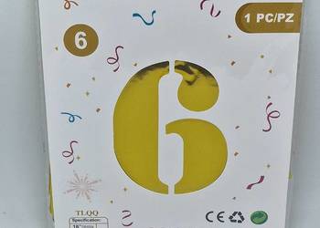 Balon foliowy w kształcie cyfry 6 złoty balon dekoracja ozdo