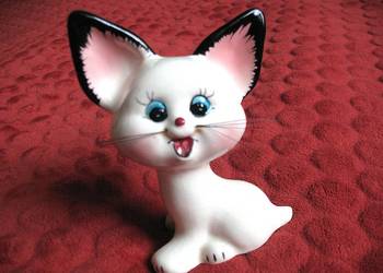 Kot - Japonia - stara figurka ceramika - 14 x 10 x 6 cm