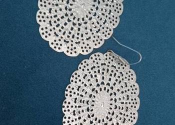 OKAZAŁE, SREBRZONE, KORONKOWE KOLCZYKI OKAZAŁE, SREBRZONE, KORONKOWE KOLCZYKI