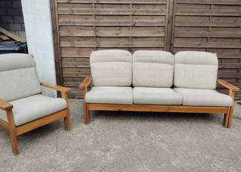 Komplet kanapa + fotel drewno sosnowe lata 80 WYPRZEDAŻ!