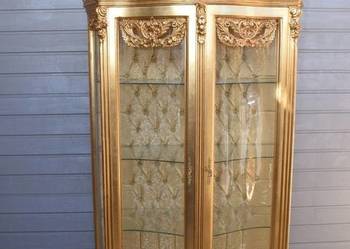 Duża Francuska Witryna 100% Drewno - GIĘTE SZYBY Gablota Serwantka