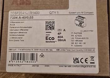 Wyłącznik różnicowoprądowy 4-biegunowy 40A 30mA typu A 2CSF204101R1400