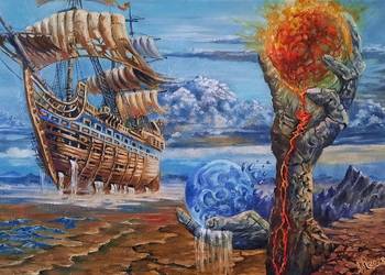 ROBERT WIŚNIEWSKI 'Dwa Światy’, olej, płótno 70x50cm