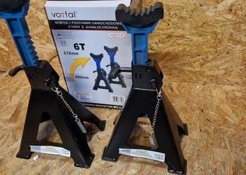 2X KOBYŁKI 6T PODSTAWKI WARSZTATOWE PODPORY Z BLOKADĄ GUMĄ PINEM REGULOWANE