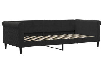Łóżko dzienne czarne obite aksamitem 90x200 cm WM-354248