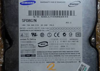 Dysk twardy Samsung 80GB SP0802N PATA (IDE/ATA) 3,5" - RETRO