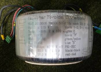 Transformator toroidalny 786VA -  23V/32A -18V/2,77A