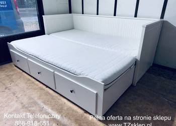 IKEA HEMNES Łóżko Leżanka z 3 szufladami, 2 materace IKEA ,białe Transport