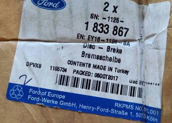 1833867/EY16-1125-BA Tarcza ham.przód Ford Tr.Courier 2014 1833867/EY16-1125-BA Tarcza ham.przód Ford Tr.Courier 2014