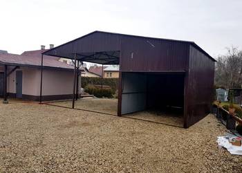 Blaszana montowana hala 9x6m -ciemnobrązowa