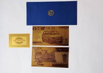 pozłacany banknot fantazyjny Fiat 126 P maluch certyfikat