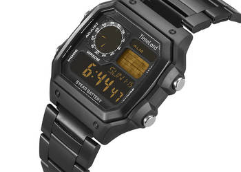 Zegarek elektroniczny na bransolecie jak CASIO MAPKA czarny