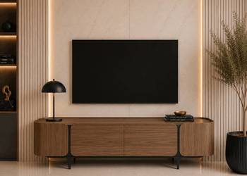 Szafka RTV loftowa Linea - orzech włoski 200x50x55