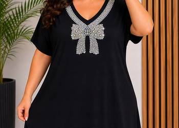 Ekskluzywna tunika PLUS SIZE z kokardą z cyrkonii viskoza, biust-136CM