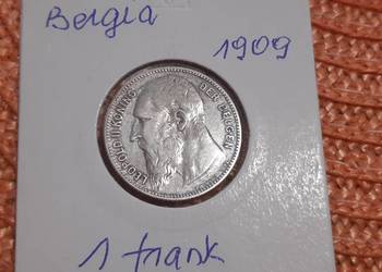 moneta srebrna Belgii z 1909r