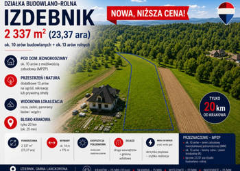 Urocza działka tylko 20min na południe od Krakowa