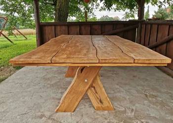 Ręcznie wykonany stół z litego drewna - jesion + dąb