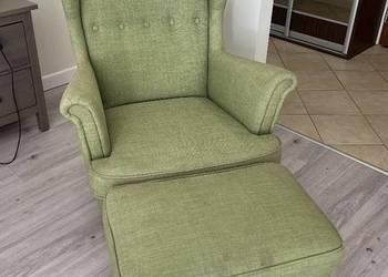 IKEA STRANDMON fotel uszak z podnóżkiem - komplet